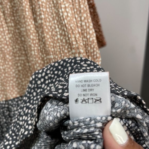 ODDI Women's Rayon Color Blocked Tunic Hi Lo Ribbed Flowy Boho 3/4 Sleeves M - Picture 8 of 9